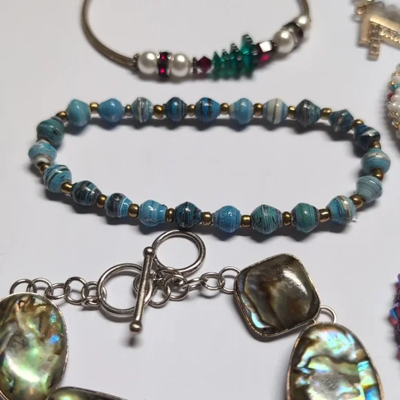 Set of 9 Multicolor Mixed Metal / Beaded Bracelets - Picture 3 of 8